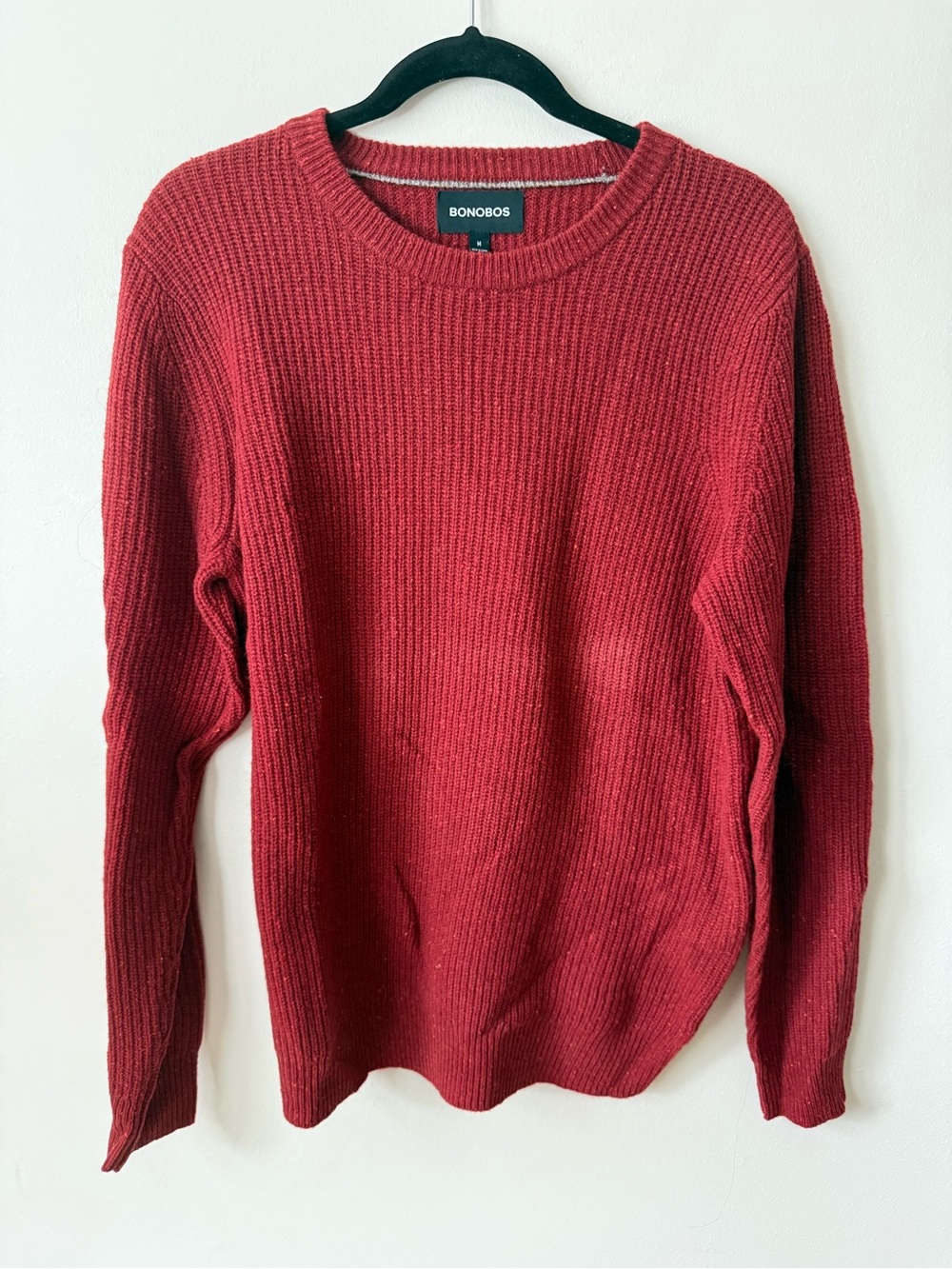 Bonobos Men’s 100% Extra Fine Merino Wool Crewneck Sweater Red M